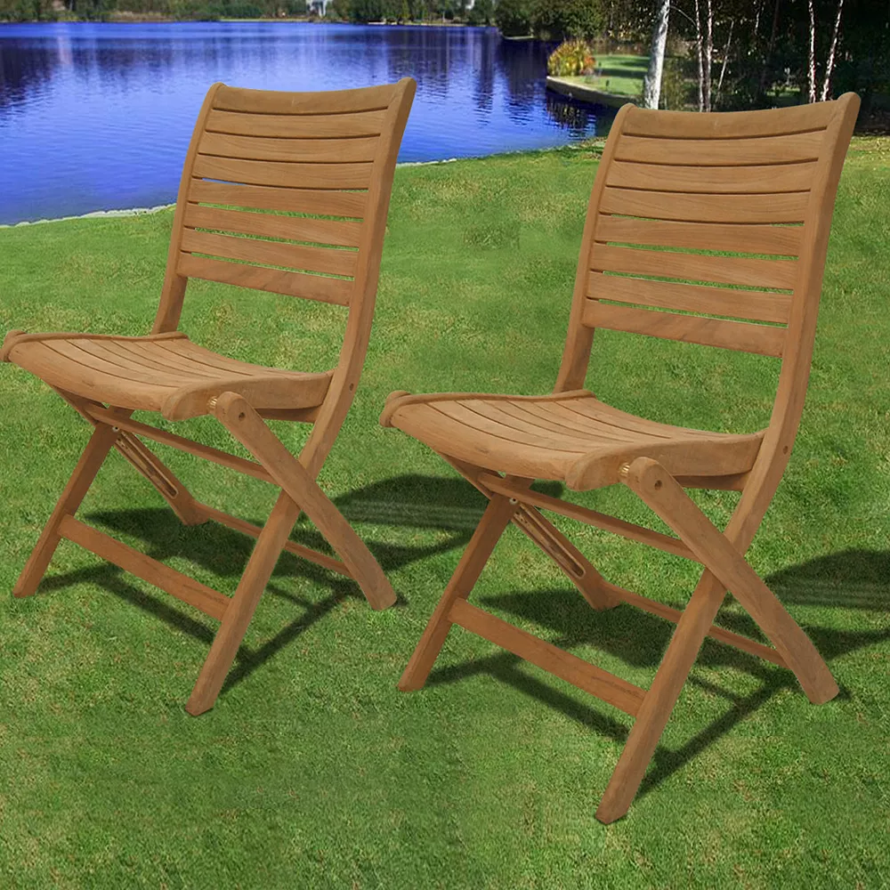 Amazonia Teak 2-pc. Teak Palu Outdoor Folding Chair Set 4 Amazonia Teak 2-pc. Teak Palu Outdoor Folding Chair Set - Image 2