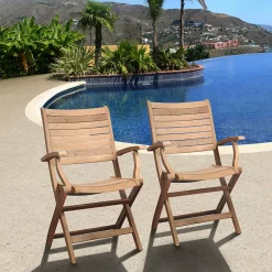 Amazonia Teak 2-pc. Teak Palu Outdoor Folding Arm Chair Set -Zuo Modern Shop 1475342 ALT2