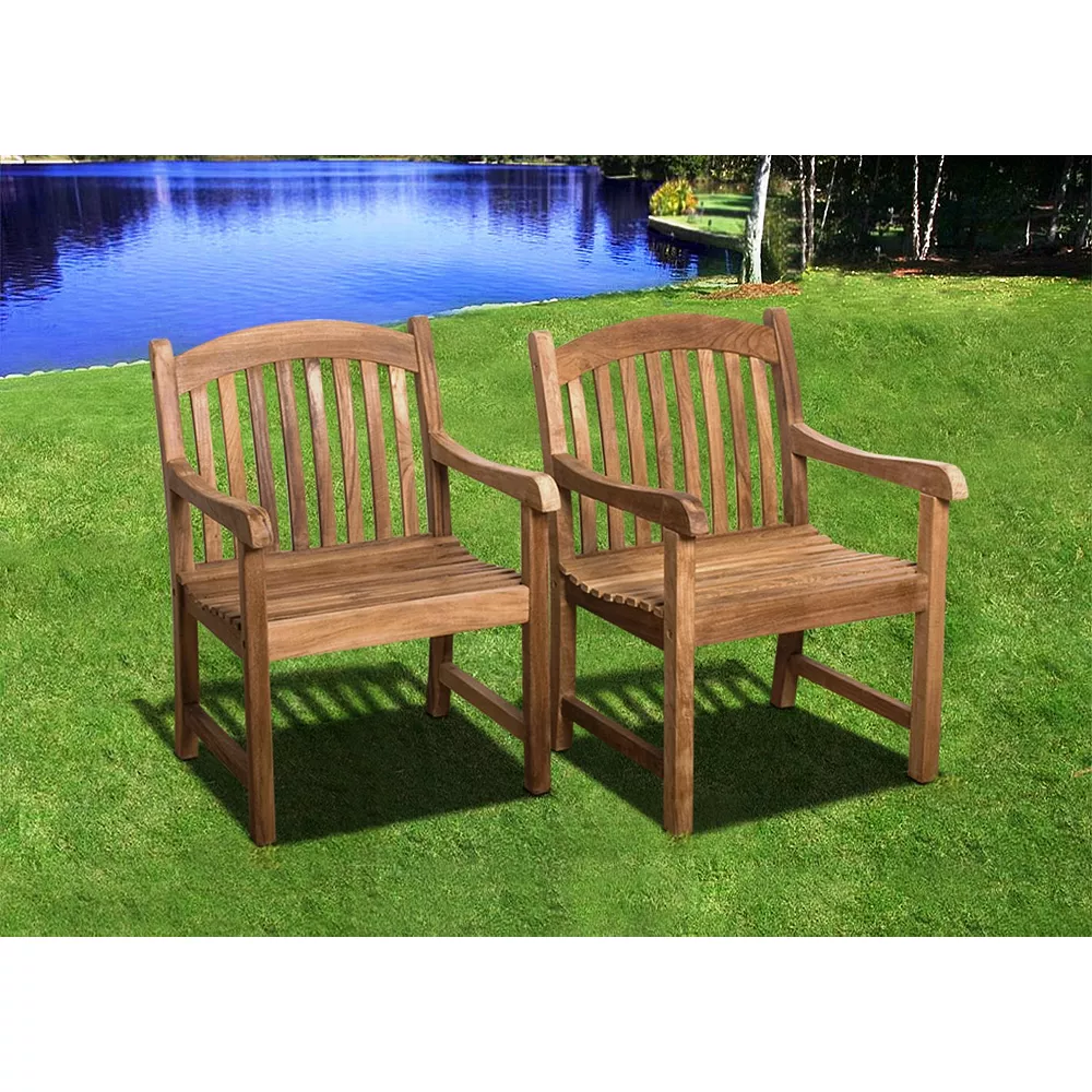 Amazonia Teak 2-pc. Teak Sumbawa Arm Chair Set 6 Amazonia Teak 2-pc. Teak Sumbawa Arm Chair Set - Image 4