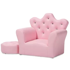 Baxton Studio Ava Pink Kid's Chair And Ottoman Set
