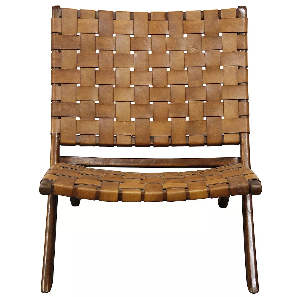 Style Craft Basket Weave Cocnac Leather Lounge Chair 5 Style Craft Basket Weave Cocnac Leather Lounge Chair - Image 3