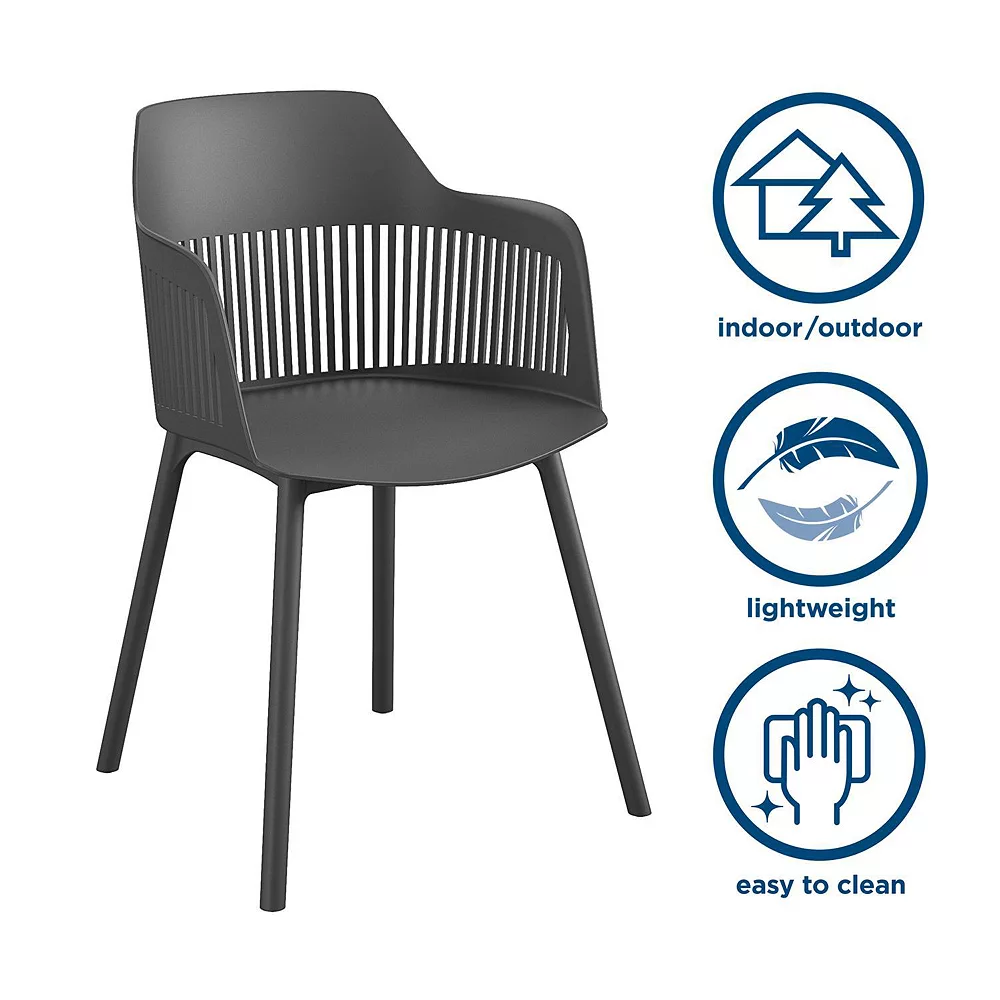CosmoLiving Camelo Indoor / Outdoor Slat Back Dining Chair 2-piece Set 8 CosmoLiving Camelo Indoor / Outdoor Slat Back Dining Chair 2-piece Set - Image 6