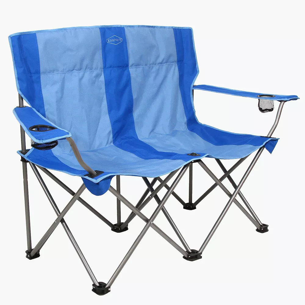 Kamp-Rite 2 Person Folding Camping Chair W/ 2 Cupholders & Carry Bag, Blue 3 Kamp-Rite 2 Person Folding Camping Chair W/ 2 Cupholders & Carry Bag, Blue
