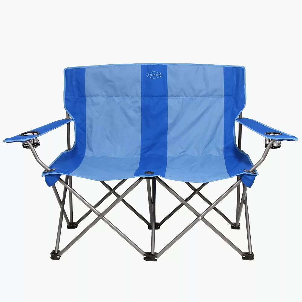 Kamp-Rite 2 Person Folding Camping Chair W/ 2 Cupholders & Carry Bag, Blue 4 Kamp-Rite 2 Person Folding Camping Chair W/ 2 Cupholders & Carry Bag, Blue - Image 2