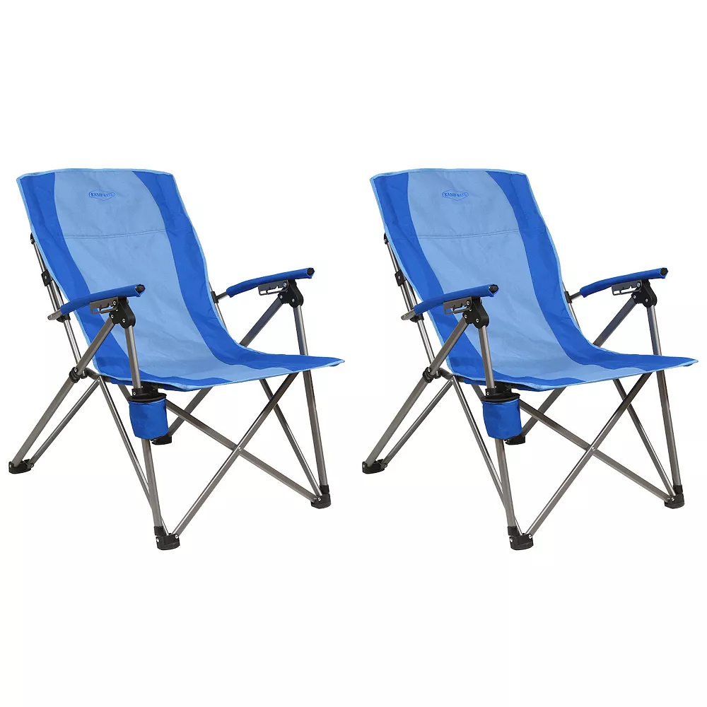 Kamp-Rite 3 Position Reclining Folding Camp Chair With Cupholder, Blue (2 Pack) 3 Kamp-Rite 3 Position Reclining Folding Camp Chair With Cupholder, Blue (2 Pack)