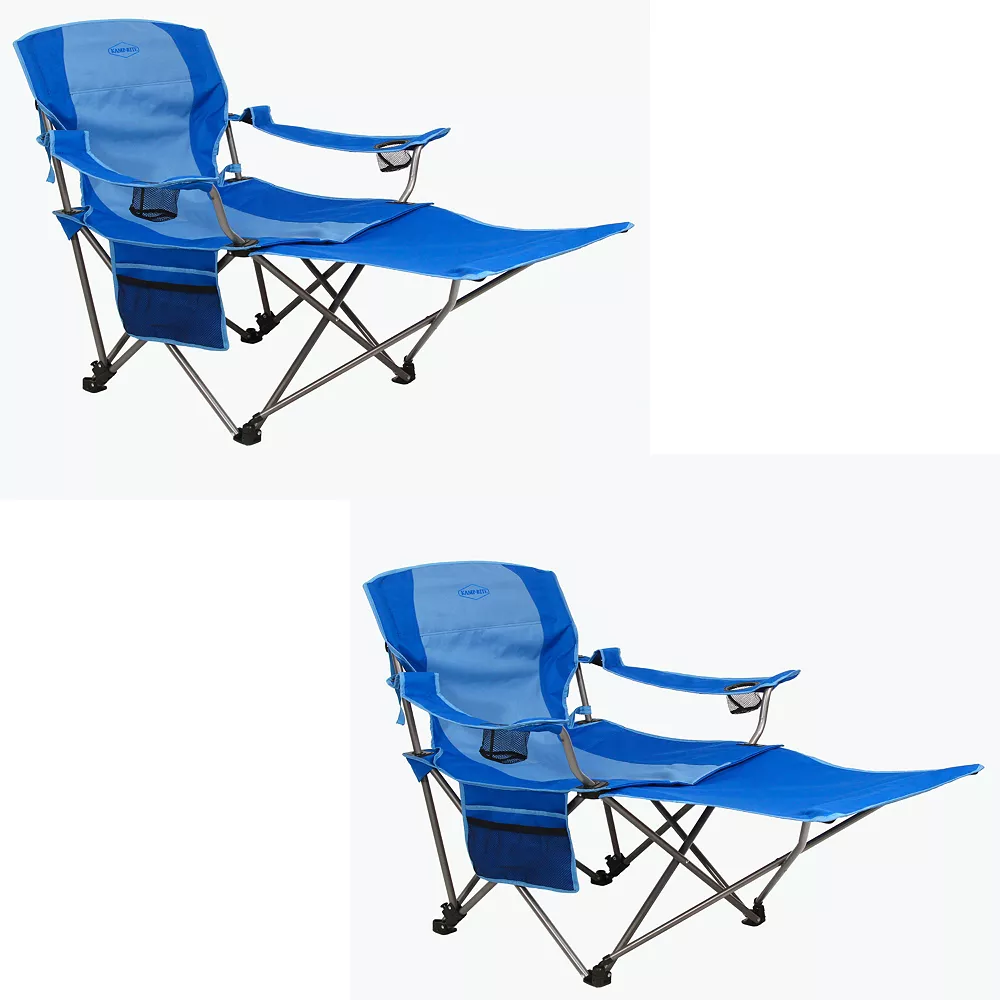 Kamp-Rite Outdoor Folding Lounge Chair With Detachable Footrest, Blue (2 Pack) 3 Kamp-Rite Outdoor Folding Lounge Chair With Detachable Footrest, Blue (2 Pack)