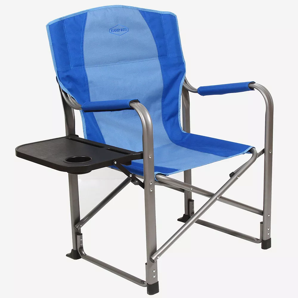 Kamp-Rite Director Portable Lounge Arm Chair With Side Table, Blue (2 Pack) 4 Kamp-Rite Director Portable Lounge Arm Chair With Side Table, Blue (2 Pack) - Image 2