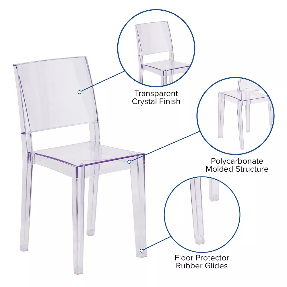 Flash Furniture Phantom Transparent Stacking Dining Chair 6 Flash Furniture Phantom Transparent Stacking Dining Chair - Image 4