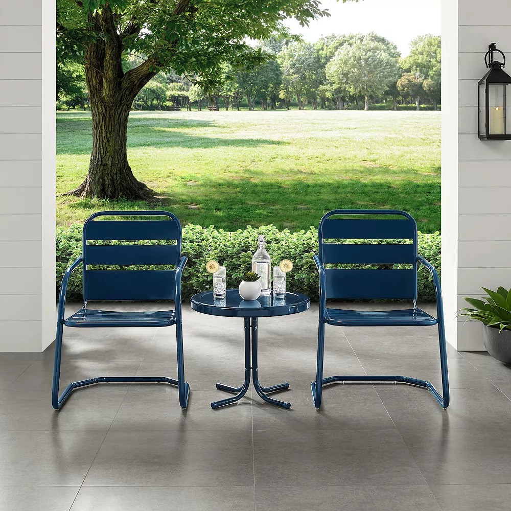 Crosley Brighton Outdoor Metal Arm Chair & Table 3-Piece Set 5 Crosley Brighton Outdoor Metal Arm Chair & Table 3-Piece Set - Image 3