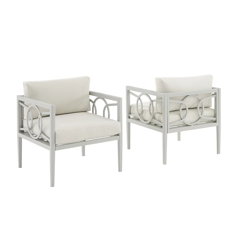 Crosley Ashford Outdoor Metal Arm Chair 2-Piece Set 3 Crosley Ashford Outdoor Metal Arm Chair 2-Piece Set