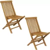 Sunnydaze Decor Sunnydaze Hyannis Solid Teak Wood Folding Slat-Back Patio Chair - Set Of 2 -Zuo Modern Shop 5840529