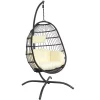 Sunnydaze Decor Sunnydaze Resin Wicker Hanging Egg Chair With Steel Stand/Cushions - Cream 2 Sunnydaze Decor Sunnydaze Resin Wicker Hanging Egg Chair With Steel Stand/Cushions - Cream -Zuo Modern Shop 5842803