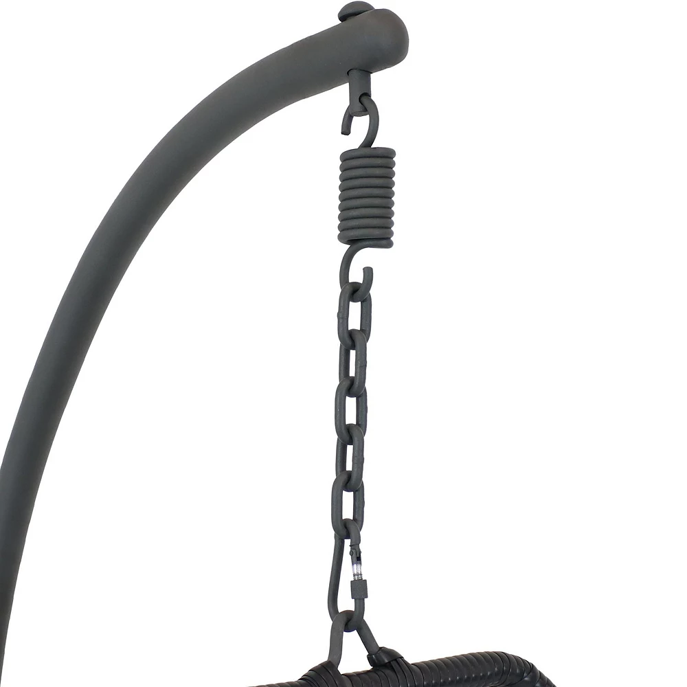 Sunnydaze Resin Wicker Hanging Egg Chair with Steel Stand/Cushions - Cream Sunnydaze Decor Sunnydaze Resin Wicker Hanging Egg Chair With Steel Stand/Cushions - Cream -Zuo Modern Shop 5842803 ALT2