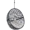 Sunnydaze Decor Sunnydaze Black Resin Wicker Round Hanging Egg Chair With Cushions - Gray -Zuo Modern Shop 5842815