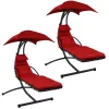 Sunnydaze Decor Sunnydaze Floating Lounge Chair With Canopy/Arc Stand - Red - Set Of 2 -Zuo Modern Shop 5853313