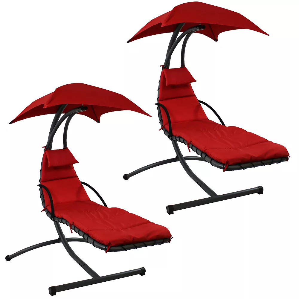 Sunnydaze Decor Sunnydaze Floating Lounge Chair With Canopy/Arc Stand - Red - Set Of 2 3 Sunnydaze Decor Sunnydaze Floating Lounge Chair With Canopy/Arc Stand - Red - Set Of 2