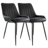Elama 2 Piece Faux Leather Tufted Chair In Black With Black Metal Legs -Zuo Modern Shop 5958912