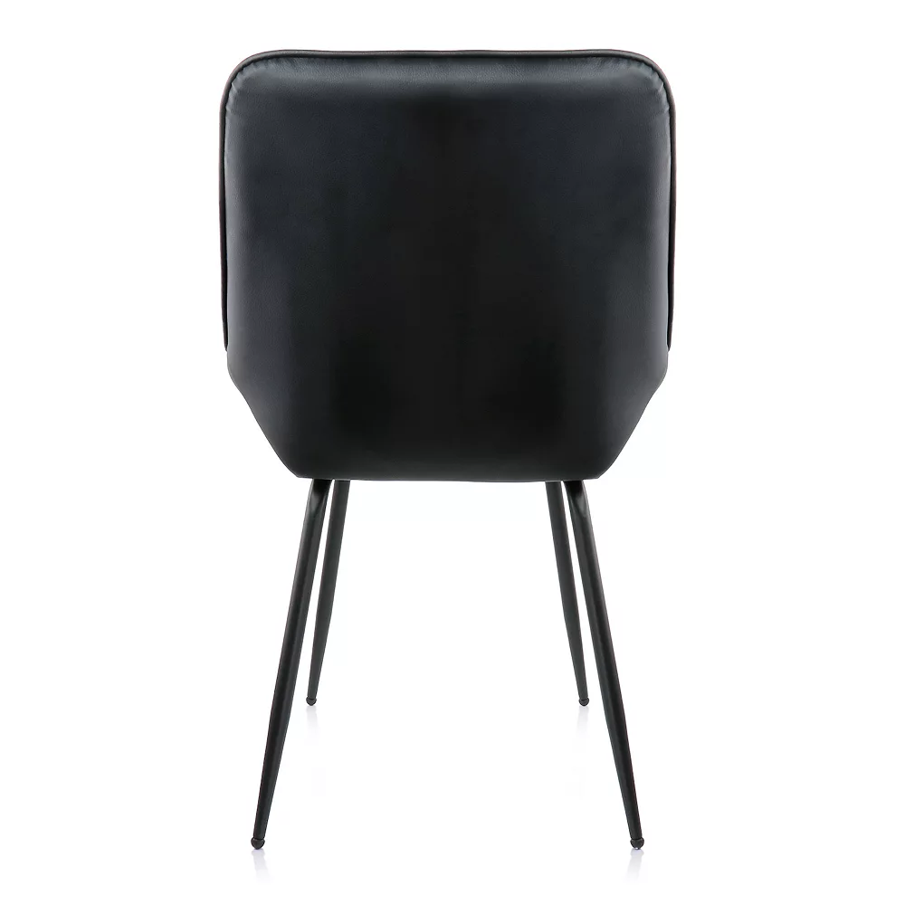 Elama 2 Piece Faux Leather Tufted Chair In Black With Black Metal Legs 6 Elama 2 Piece Faux Leather Tufted Chair In Black With Black Metal Legs - Image 4