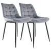 Elama 2 Piece Velvet Tufted Chair In Gray With Black Metal Legs 2 Elama 2 Piece Velvet Tufted Chair In Gray With Black Metal Legs -Zuo Modern Shop 5959660
