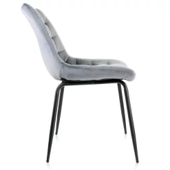 Elama 2 Piece Velvet Tufted Chair In Gray With Black Metal Legs -Zuo Modern Shop 5959660 ALT2