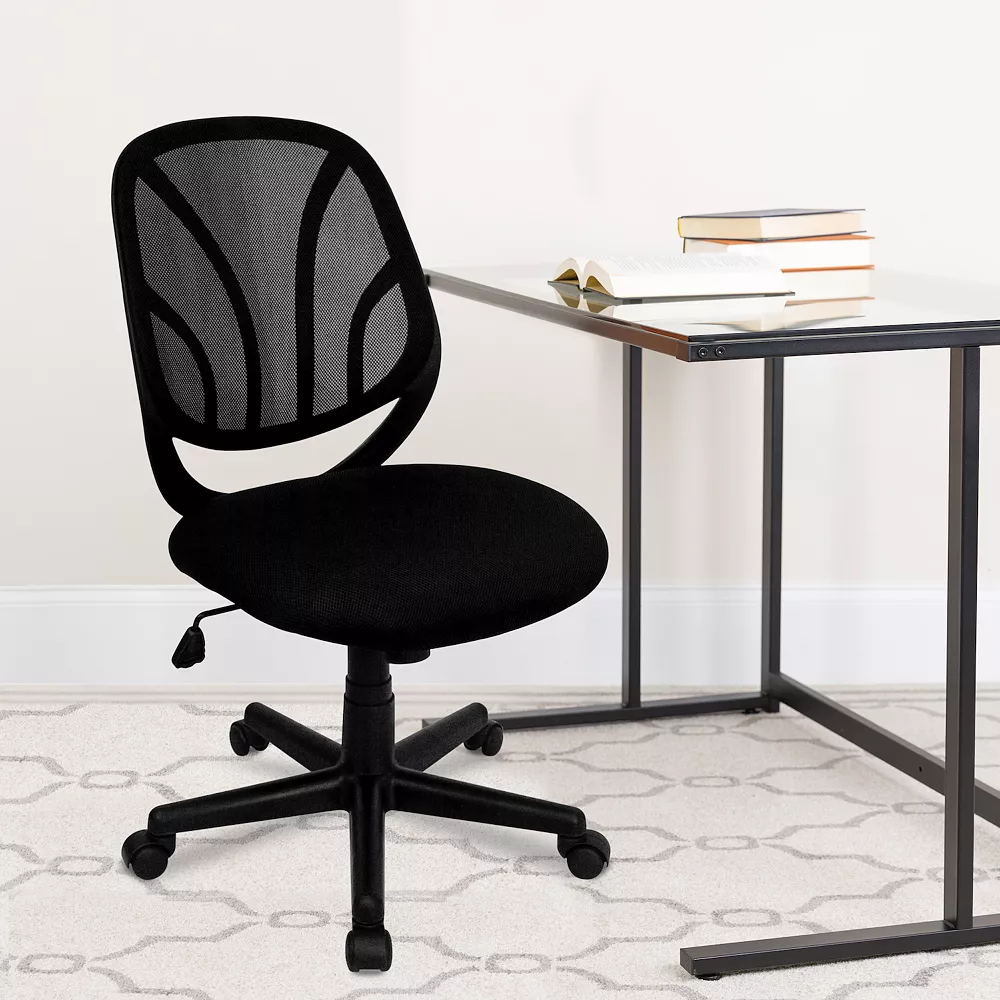 Emma+Oliver Emma And Oliver Mid-Back Black Mesh Swivel Task Office Chair With Flex Bars 4 Emma+Oliver Emma And Oliver Mid-Back Black Mesh Swivel Task Office Chair With Flex Bars - Image 2