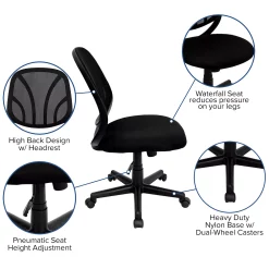 Emma+Oliver Emma And Oliver Mid-Back Black Mesh Swivel Task Office Chair With Flex Bars 8 Emma+Oliver Emma And Oliver Mid-Back Black Mesh Swivel Task Office Chair With Flex Bars -Zuo Modern Shop 5971904 ALT2