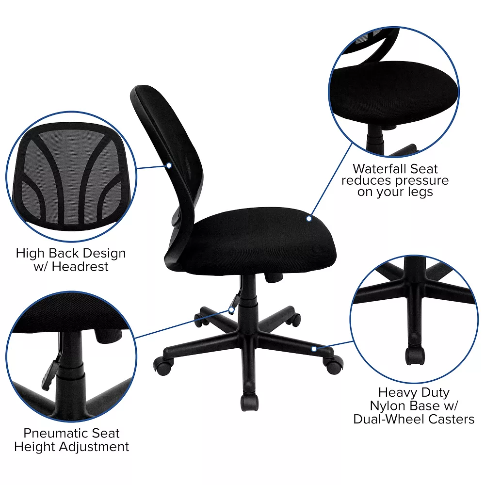 Emma+Oliver Emma And Oliver Mid-Back Black Mesh Swivel Task Office Chair With Flex Bars 5 Emma+Oliver Emma And Oliver Mid-Back Black Mesh Swivel Task Office Chair With Flex Bars - Image 3