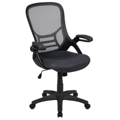 Emma+Oliver Emma And Oliver High Back Black Mesh Ergonomic Office Chair With Black Frame And Flip-up Arms