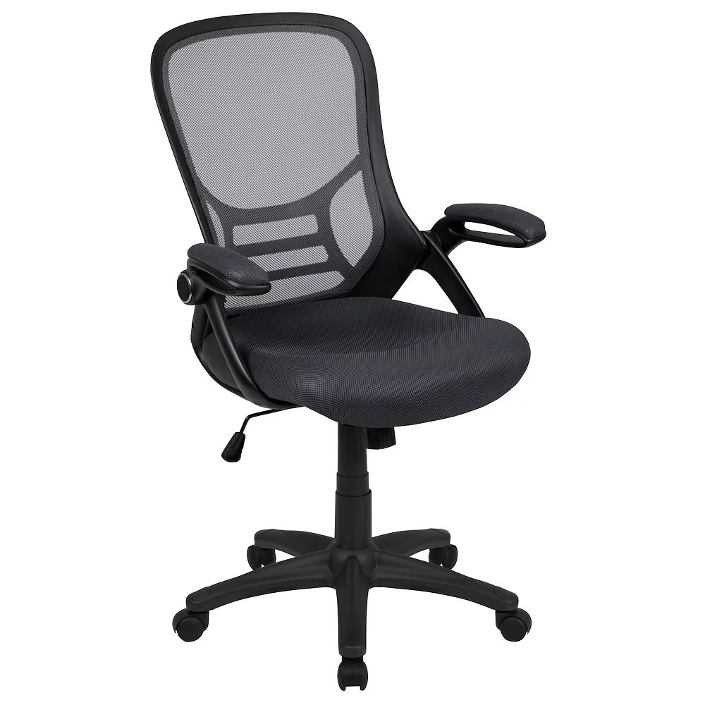 Emma+Oliver Emma And Oliver High Back Black Mesh Ergonomic Office Chair With Black Frame And Flip-up Arms 3 Emma+Oliver Emma And Oliver High Back Black Mesh Ergonomic Office Chair With Black Frame And Flip-up Arms