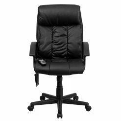 Emma+Oliver Emma And Oliver High Back Ergonomic Massage Black LeatherSoft Ripple Office Chair, Remote Pocket -Zuo Modern Shop 5972379 ALT3