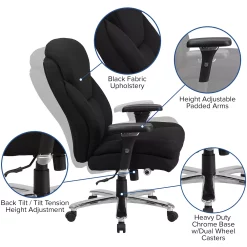 Emma+Oliver Emma And Oliver 24/7 400 Lb. High Back Black Fabric Ergonomic Office Chair With Lumbar Knob -Zuo Modern Shop 5972819 ALT2