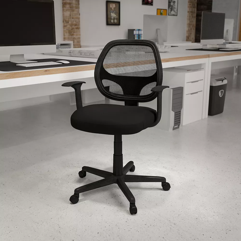 Emma+Oliver Emma And Oliver Mid-Back Black Mesh Swivel Ergonomic Task Office Chair - Arms, BIFMA Certified 4 Emma+Oliver Emma And Oliver Mid-Back Black Mesh Swivel Ergonomic Task Office Chair - Arms, BIFMA Certified - Image 2