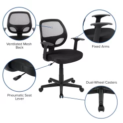 Emma+Oliver Emma And Oliver Mid-Back Black Mesh Swivel Ergonomic Task Office Chair - Arms, BIFMA Certified 8 Emma+Oliver Emma And Oliver Mid-Back Black Mesh Swivel Ergonomic Task Office Chair - Arms, BIFMA Certified -Zuo Modern Shop 5974006 ALT2