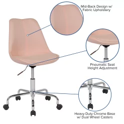 Emma+Oliver Emma And Oliver Mid-Back Brown Fabric Pneumatic Lift Task Office Chair With Chrome Base -Zuo Modern Shop 5974087 ALT2