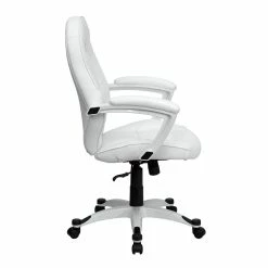 Emma+Oliver Emma And Oliver Mid-Back White LeatherSoft Tapered Back Executive Swivel Office Chair - Arms 9 Emma+Oliver Emma And Oliver Mid-Back White LeatherSoft Tapered Back Executive Swivel Office Chair - Arms -Zuo Modern Shop 5974092 ALT3