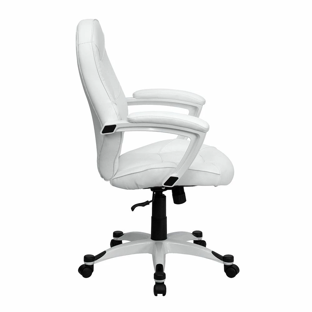 Emma+Oliver Emma And Oliver Mid-Back White LeatherSoft Tapered Back Executive Swivel Office Chair - Arms 6 Emma+Oliver Emma And Oliver Mid-Back White LeatherSoft Tapered Back Executive Swivel Office Chair - Arms - Image 4