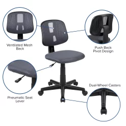 Emma+Oliver Emma And Oliver Mid-Back Black Mesh Swivel Task Office Chair With Pivot Back, BIFMA Certified -Zuo Modern Shop 5974108 ALT2
