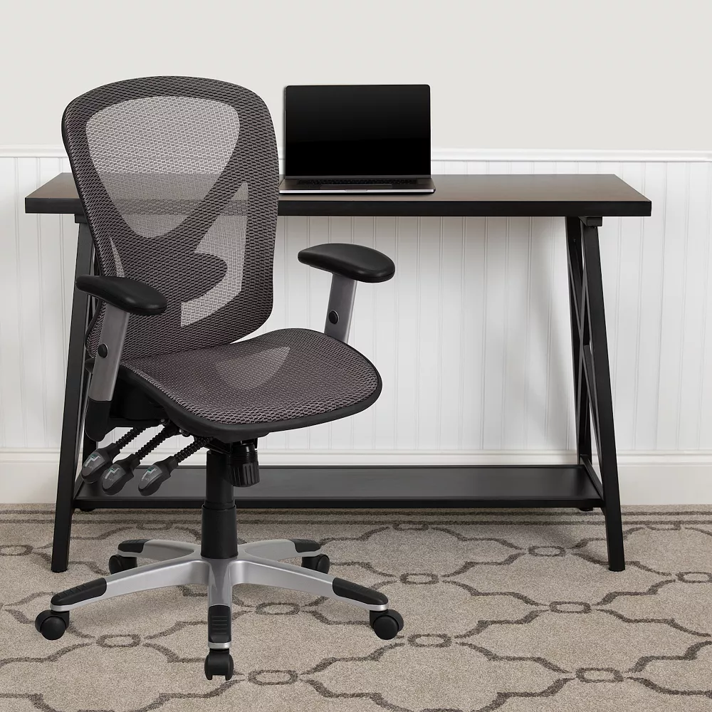 Emma+Oliver Emma And Oliver Mid-Back Transparent Gray Mesh Multifunction Ergonomic Office Chair - Arms 4 Emma+Oliver Emma And Oliver Mid-Back Transparent Gray Mesh Multifunction Ergonomic Office Chair - Arms - Image 2