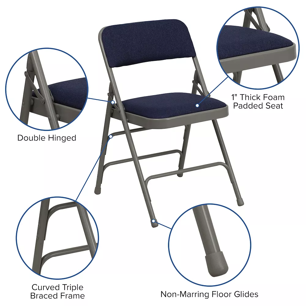 Emma+Oliver Emma And Oliver 4 Pack Curved Triple Braced Black Vinyl Metal Folding Chair 5 Emma+Oliver Emma And Oliver 4 Pack Curved Triple Braced Black Vinyl Metal Folding Chair - Image 3
