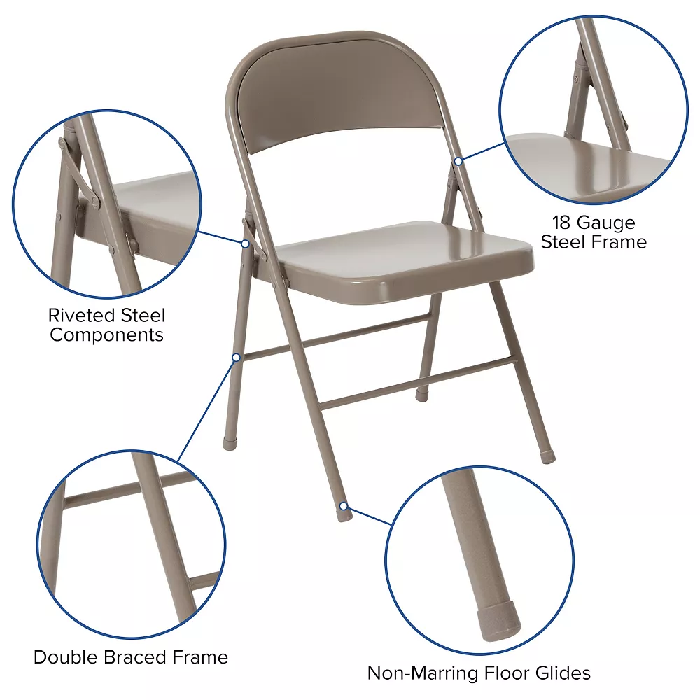 Emma and Oliver 4 Pack Double Braced Gray Metal Folding Chair Emma+Oliver Emma And Oliver 4 Pack Double Braced Gray Metal Folding Chair -Zuo Modern Shop 5978258 ALT2