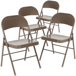 Emma+Oliver Emma And Oliver 4 Pack Double Braced Gray Metal Folding Chair
