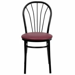 Emma+Oliver Emma And Oliver Fan Back Metal Chair - Burgundy Vinyl Seat -Zuo Modern Shop 5978381 ALT2