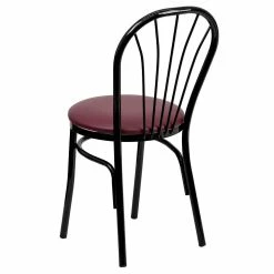 Emma+Oliver Emma And Oliver Fan Back Metal Chair - Burgundy Vinyl Seat -Zuo Modern Shop 5978381 ALT3