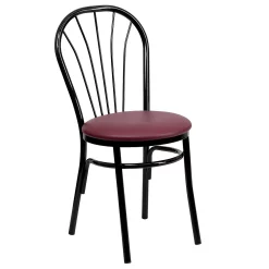 Emma+Oliver Emma And Oliver Fan Back Metal Chair - Burgundy Vinyl Seat