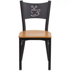 Emma+Oliver Emma And Oliver Black Coffee Back Metal Restaurant Chair - Natural Wood Seat -Zuo Modern Shop 5978400 ALT2