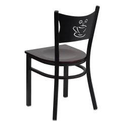 Emma+Oliver Emma And Oliver Black Coffee Back Metal Restaurant Chair - Natural Wood Seat -Zuo Modern Shop 5978400 ALT3