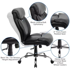 Emma+Oliver Emma And Oliver 400 Lb. Big & Tall High Back Black Fabric Full Headrest Ergonomic Office Chair 8 Emma+Oliver Emma And Oliver 400 Lb. Big & Tall High Back Black Fabric Full Headrest Ergonomic Office Chair -Zuo Modern Shop 5978469 ALT2