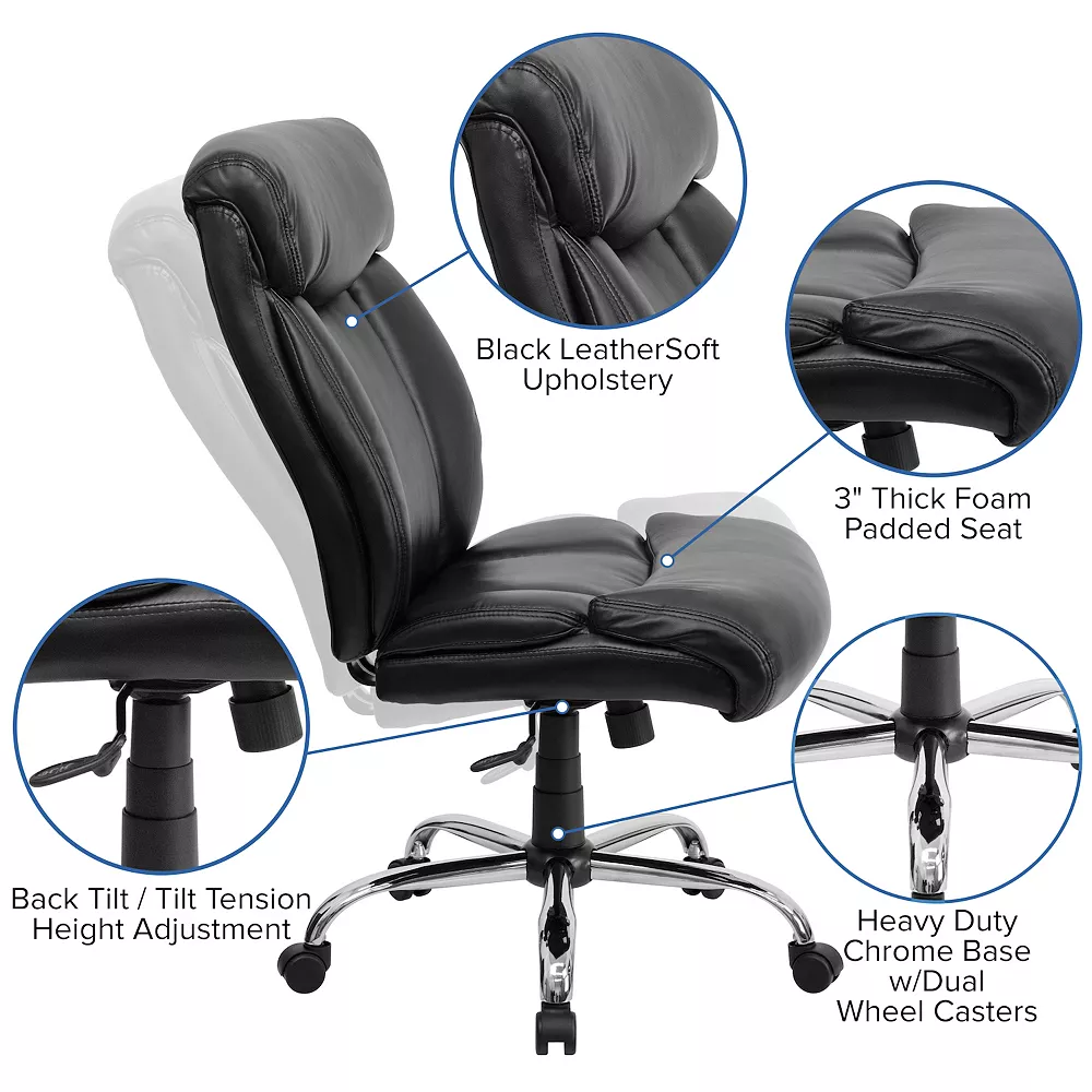 Emma+Oliver Emma And Oliver 400 Lb. Big & Tall High Back Black Fabric Full Headrest Ergonomic Office Chair 5 Emma+Oliver Emma And Oliver 400 Lb. Big & Tall High Back Black Fabric Full Headrest Ergonomic Office Chair - Image 3