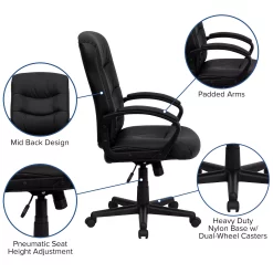 Emma+Oliver Emma And Oliver Mid-Back Black LeatherSoft Three Line Horizontal Stitch Swivel Office Chair 8 Emma+Oliver Emma And Oliver Mid-Back Black LeatherSoft Three Line Horizontal Stitch Swivel Office Chair -Zuo Modern Shop 5978478 ALT2