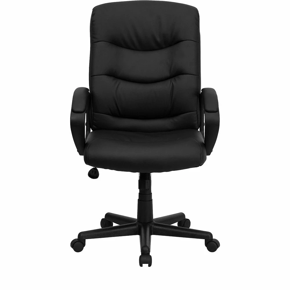 Emma+Oliver Emma And Oliver Mid-Back Black LeatherSoft Three Line Horizontal Stitch Swivel Office Chair 6 Emma+Oliver Emma And Oliver Mid-Back Black LeatherSoft Three Line Horizontal Stitch Swivel Office Chair - Image 4